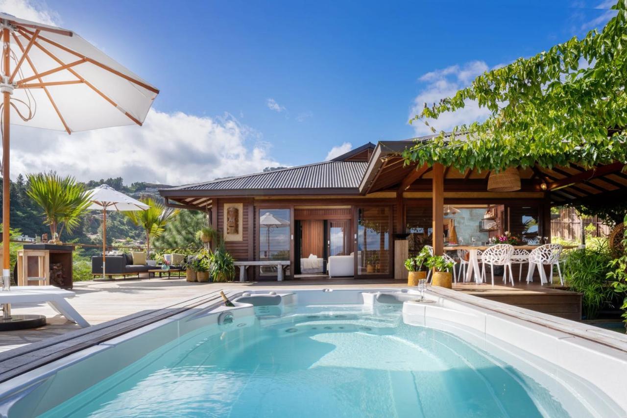 Villa Manuiti, Balinese Luxury Home - Private Swim Spa, Ocean View - Ofyr Bbq - Koi Pond 푸나우이아 외부 사진
